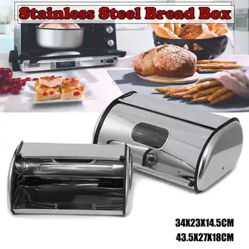 

Roll Top Stainless Steel Bread Box Storage Bin Food Storage Container Kitchen Pastry Bread Holder with Visibility Window