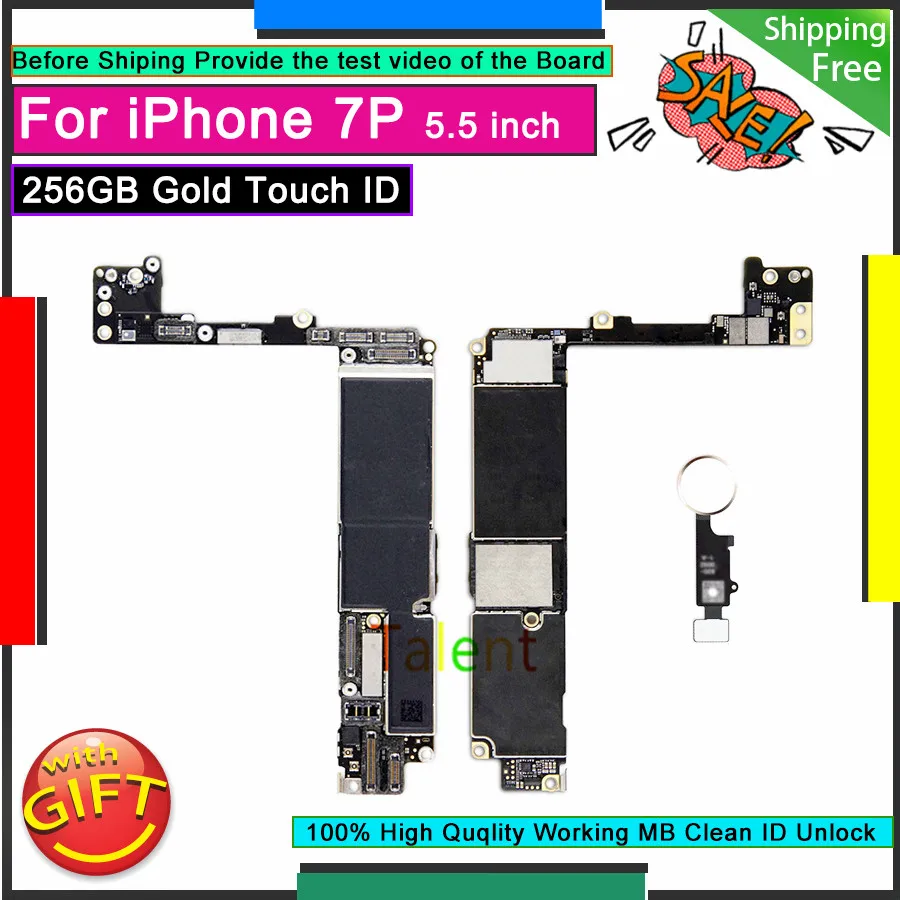 Для IPhone 7 Plus материнская плата 256 ГБ Gold Touch ID Кнопка Домой разблокировка