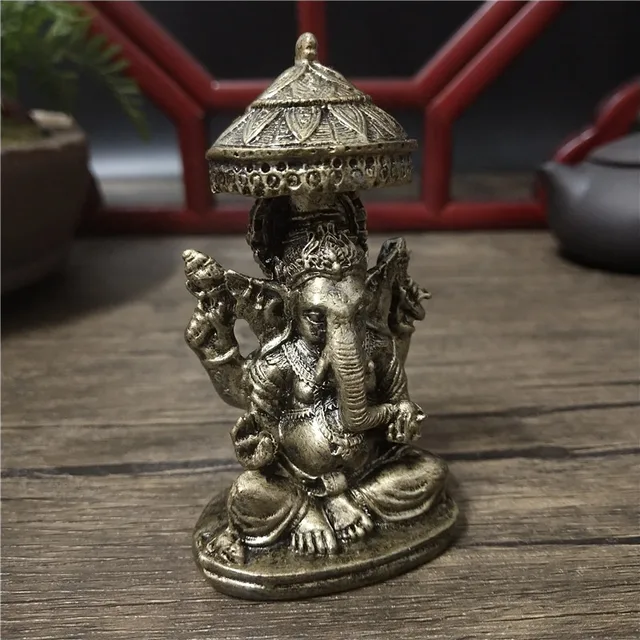Statues de bouddha porte-bonheur Ganesha, couleur Bronze, ornements en résine, éléphant, dieu hindou, Sculptures Ganesh, décoration de la maison 2