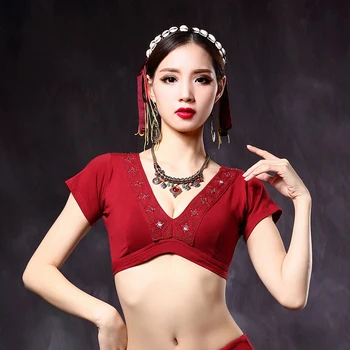 

2020 ATS Tribal Belly Dance Clothes Crop Top Choli Tops V-neck Backless Plus Size Women Gypsy Tribal Dance