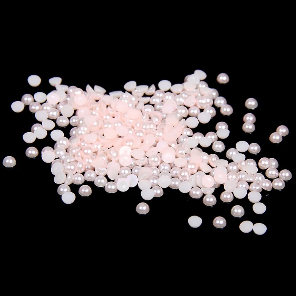 

Free shipping~Pink Color 1.5mm,2mm,4mm,6mm,8mm,10mm,12mm,14mm Flat back ABS Round Half Pearl, plastic half pearl beads