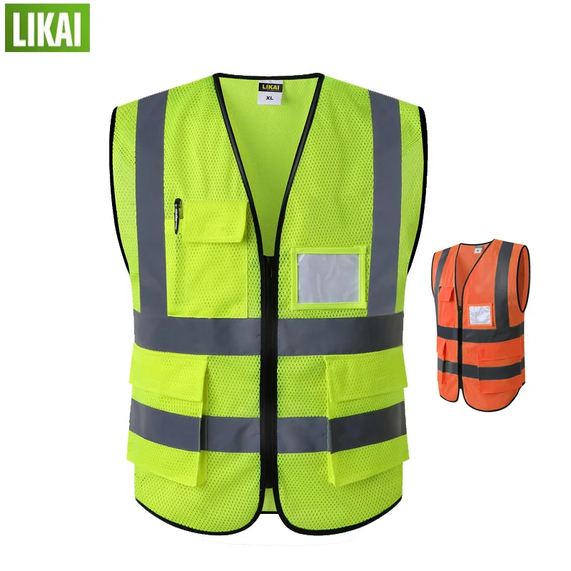 

Safety Vest Refective Safty Waistcoat High Visibility Summer Vest Polyester Breathable Mesh Fabbic Mens Tops