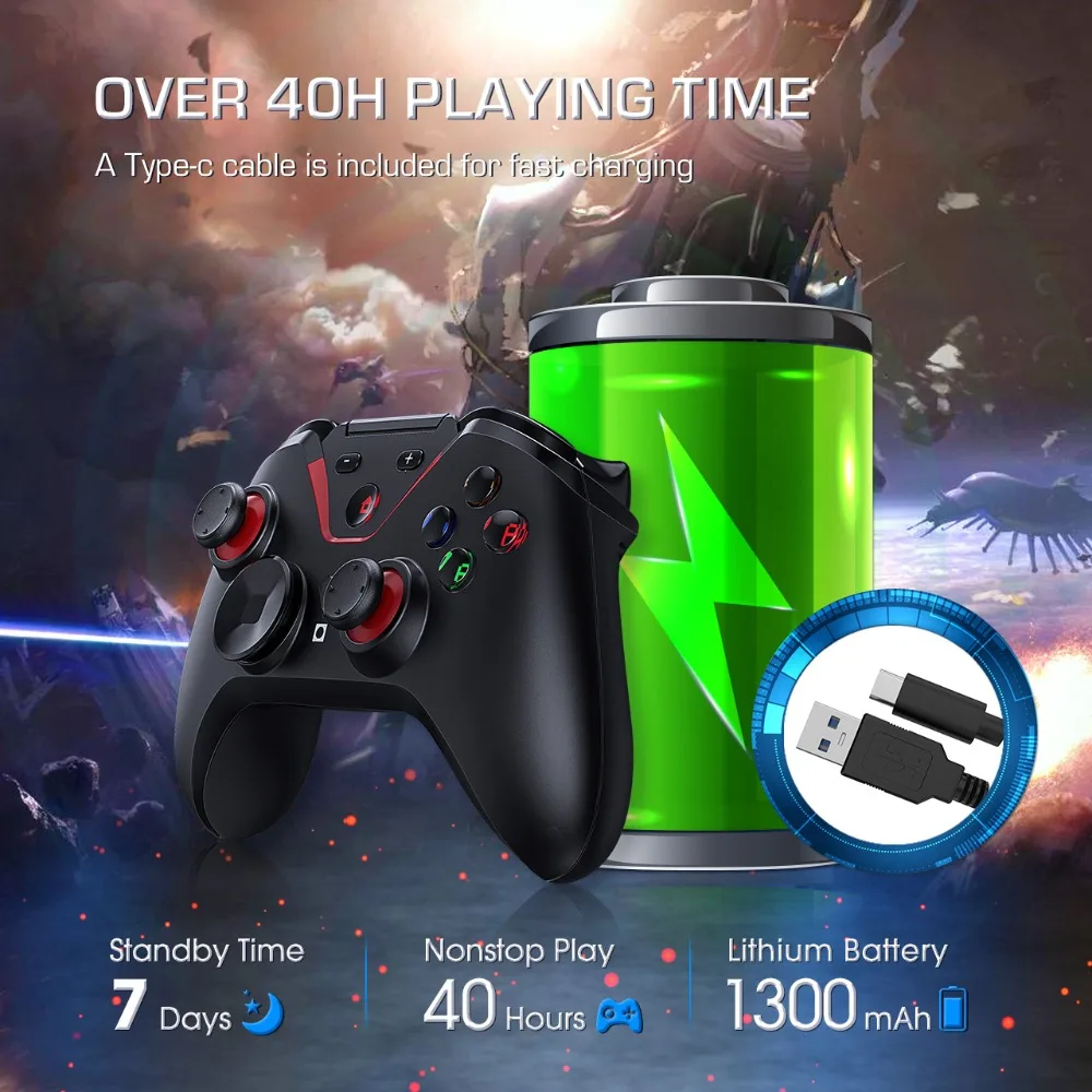 PICTEK PC249 PUBG Controller Wireless Bluetooth Gamepad Mobile Android Rechargeable Switch Controller With Phone Holder For Game (1)