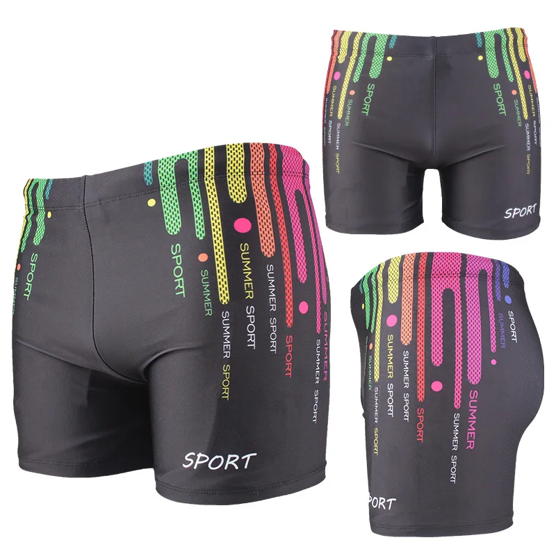 

[] New Style Swimming Trunks Men's Boxer Mixed Colors Plus-sized Hot Springs Beach Shorts Fashion Swimming Trunks