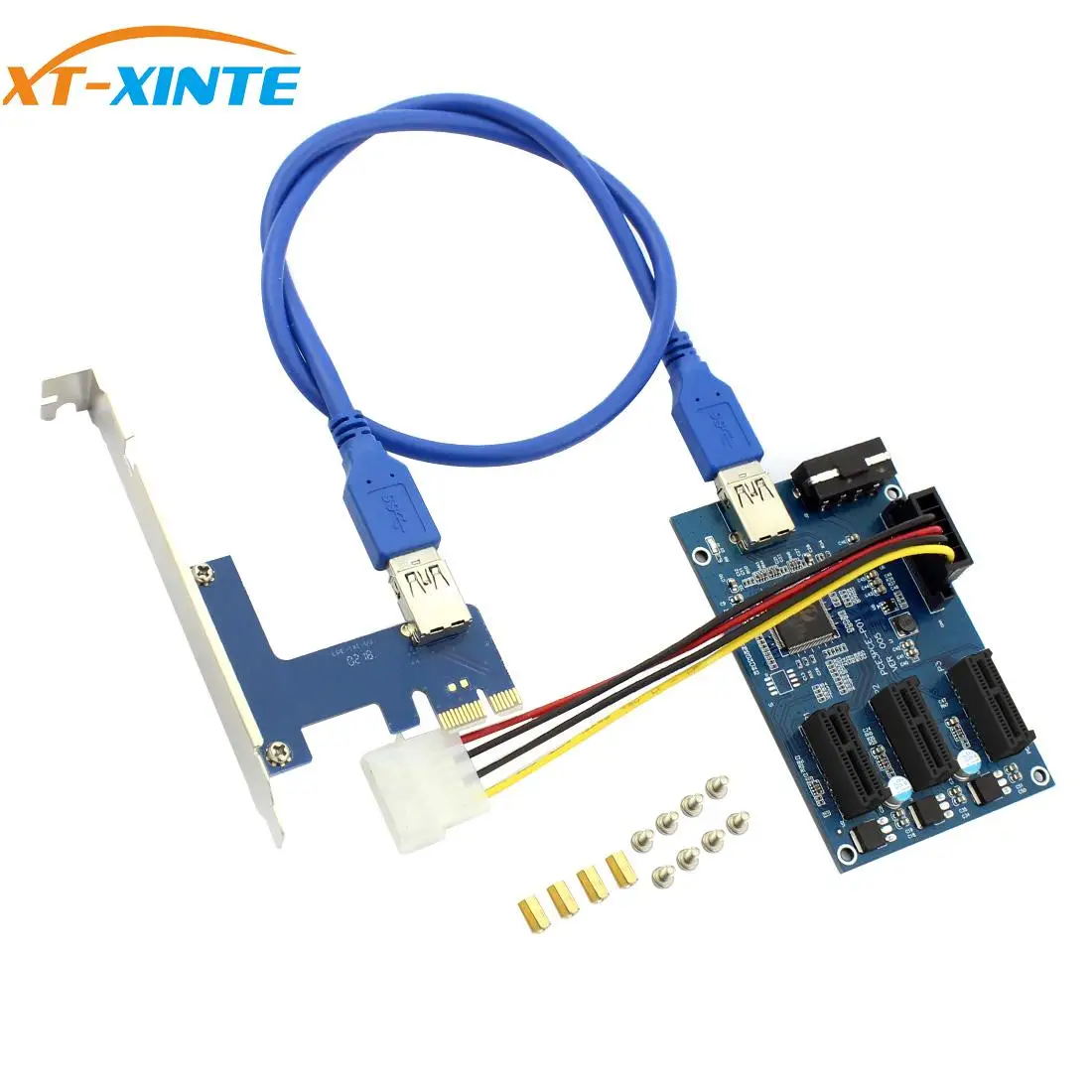 

XT-XINTE PCIe 1 to 3 PCI Express 1X Slots Riser Card Mini ITX to External 3 PCI-e Slot Adapter PCIe Port Multiplier Miner Card