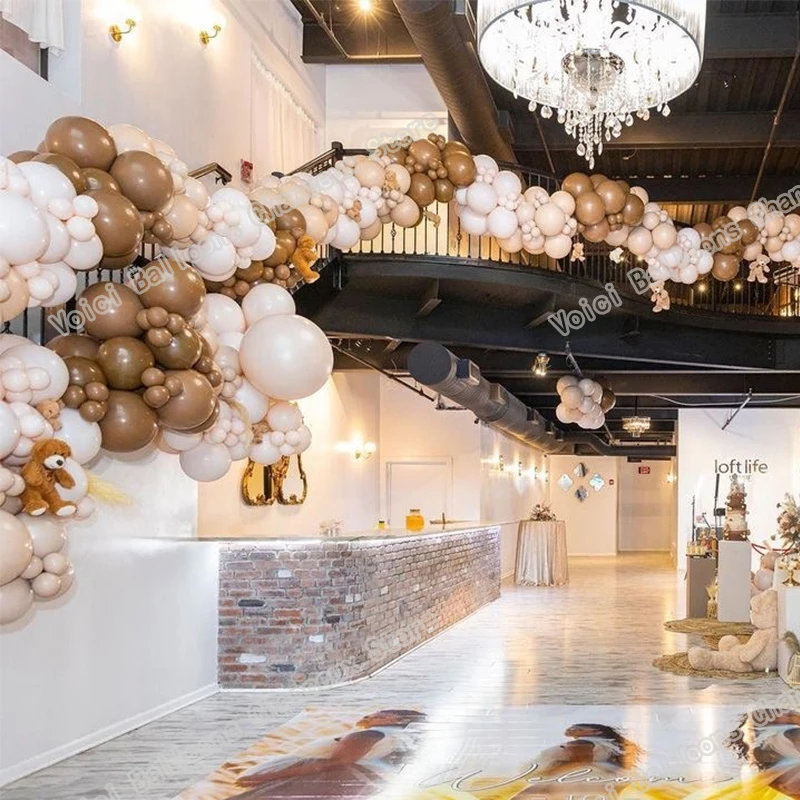 

420pcs Double Balloons Garland DIY Wedding Decoration Coffee Aprico Retro Color Balloon Arch Baby Shower Birthday Party Decor