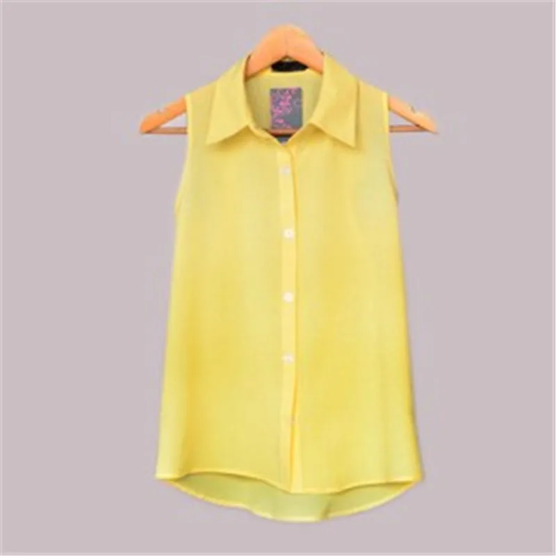 Женская шифоновая блузка без рукавов белая свободная приталенная с отложным