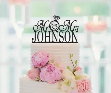 

Free Shipping Personalized MR MRS Wedding Cake Topper Wedding Decoration Custom Wedding Last name and date Cake Topper