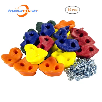 

10pcs Toparchery Climbing Rock Holds For Kids With Installation Hardware - Climbing Grips For Your DIY Rock Stone Wall