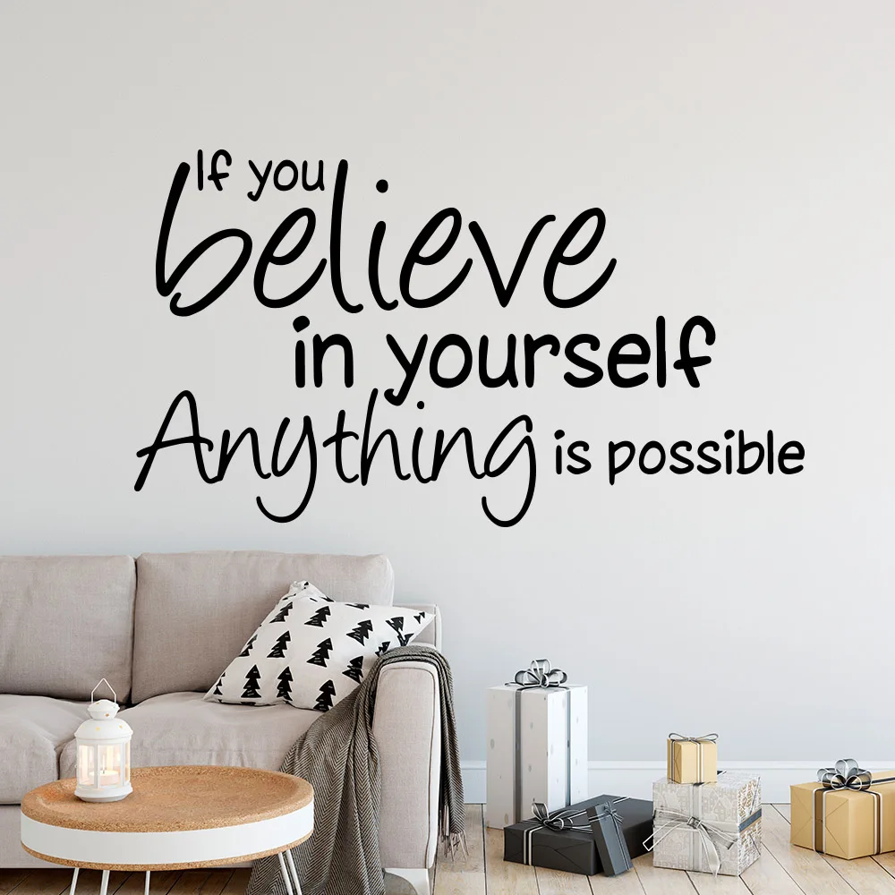 if you believe in yourself inspirational quotes wall decals decorative stickN US 