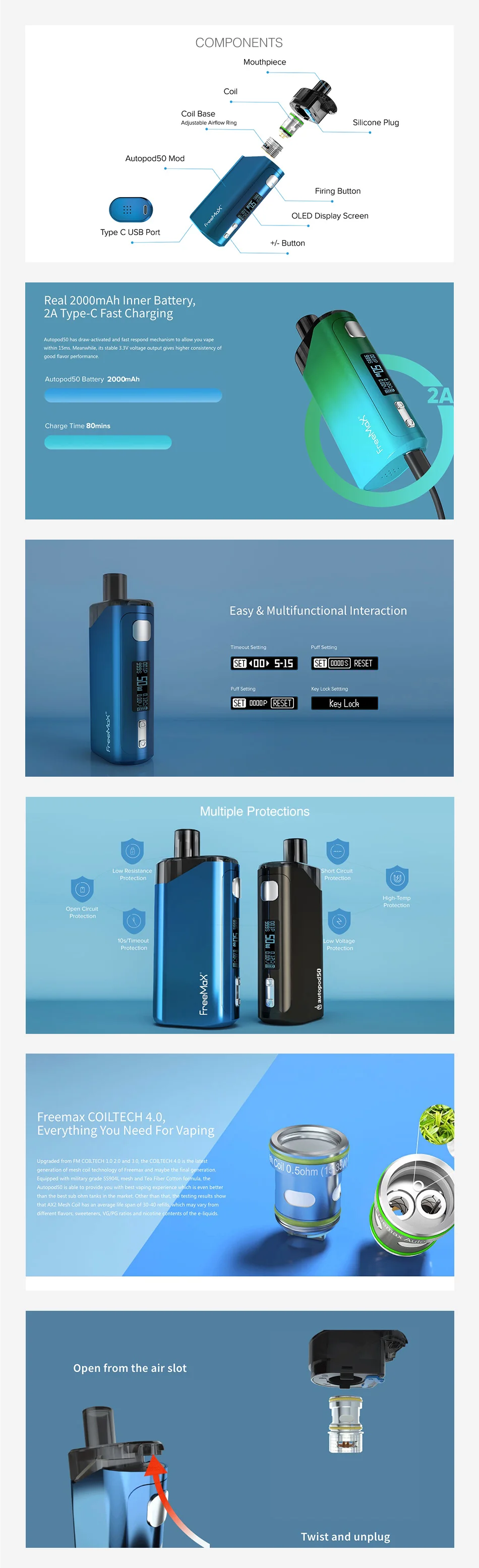 Freemax AutoPod50 VW Pod Kit 2000mAh