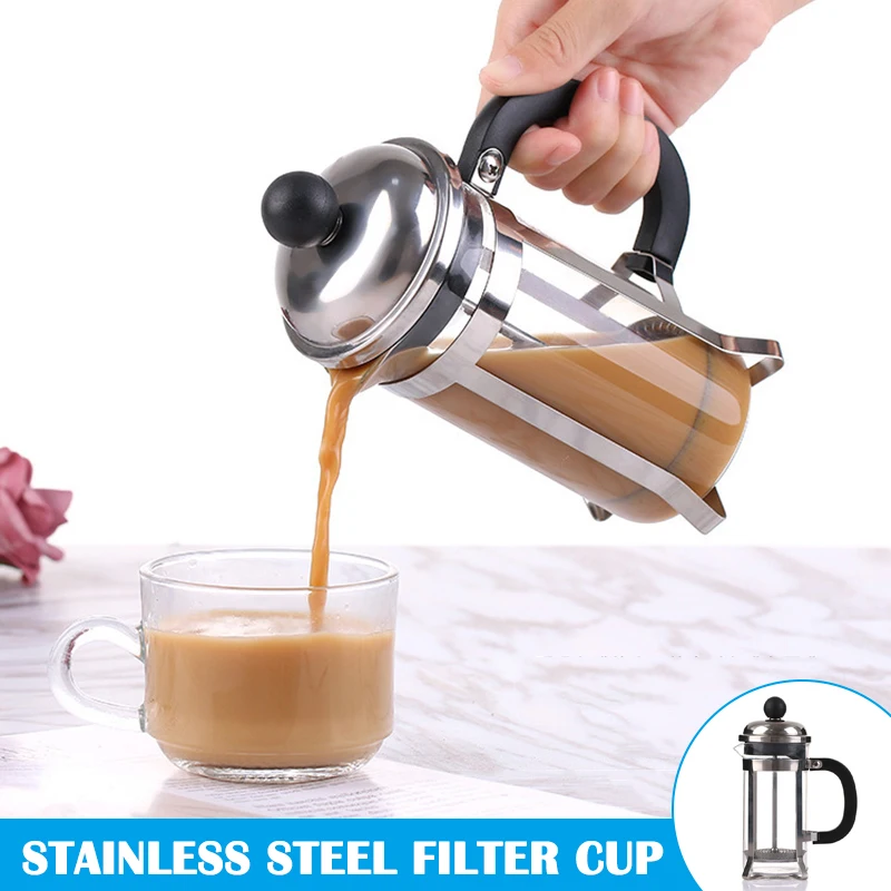 

French Press Coffee Tea Maker Stainless Steel Coffee Press with Filtration System Heat Resistant LAD-sale