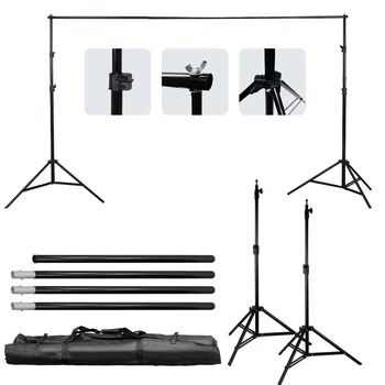 

Backdrop Support Stand Set 3 Fish Mouth Clips with Carrying Bag for Photo Video Shooting