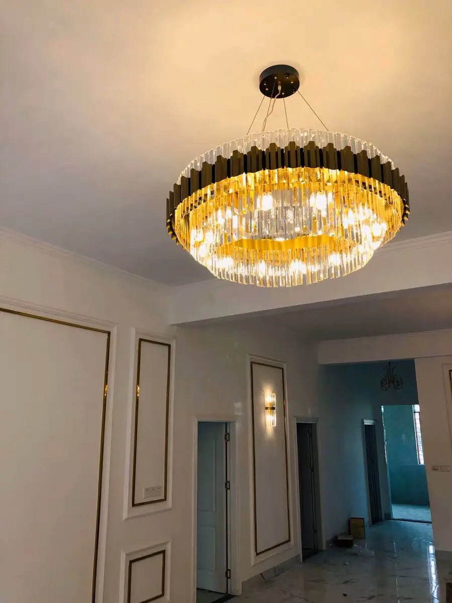 Современный роскошный светодиодный хрустальный канделябр для роскошной гостиной, столовой с E14 лампочкой, Золотая хрустальная люстра из
