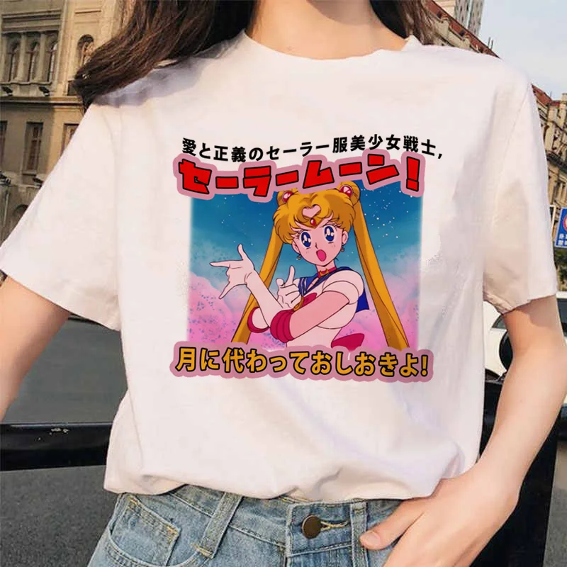Sailor Moon 90s забавная футболка кофта с капюшоном футболка Эстетическая кошка аниме Женская Милая футболка Kawaii тройники мода Ullzang