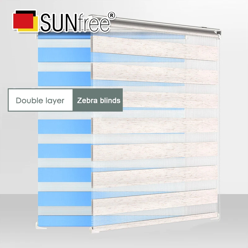 SUNfree Drill system zebra blinds Double layer fabric design day/night window Curtains for living room balcony Custom size | Дом и сад