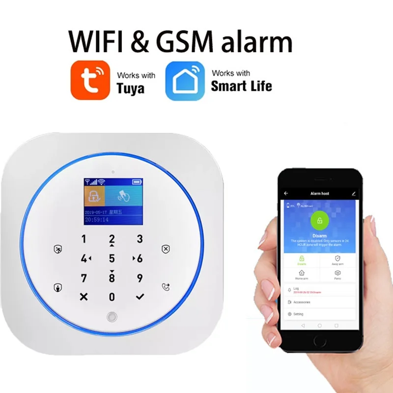 Wi Fi сигнализация GSM Беспроводной охранной сигнализации Tuya поддержка Alexa Google Smart Home