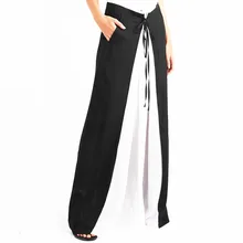 Новинка, Европейская Женская шифоновая черно-белая многослойная юбка макси с высокой эластичной талией, богемные пляжные длинные юбки, Свободная Женская юбка с разрезом
