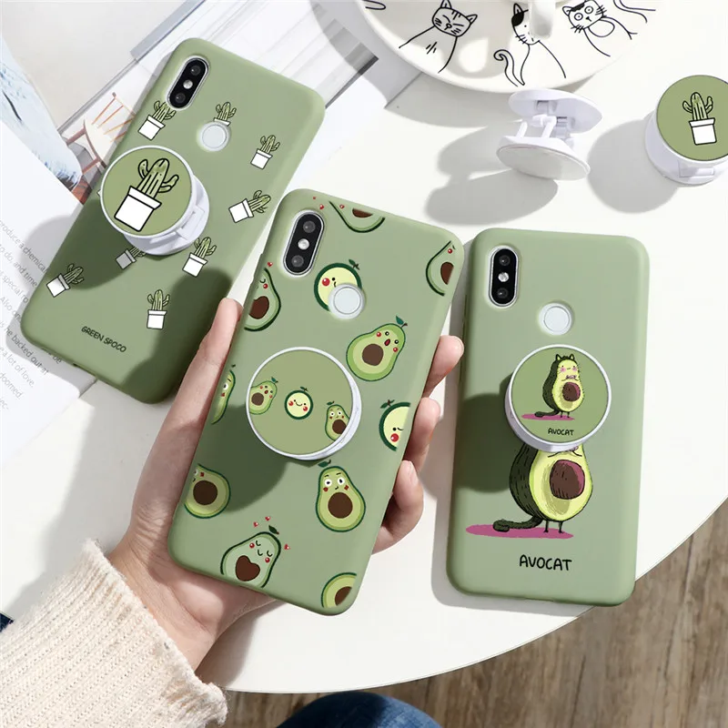 Авокадо держатель телефона чехол для Xiaomi редми Примечание 8 8Т 5 6 7 Pro K30 7А 8А Mi A3 A1 A2