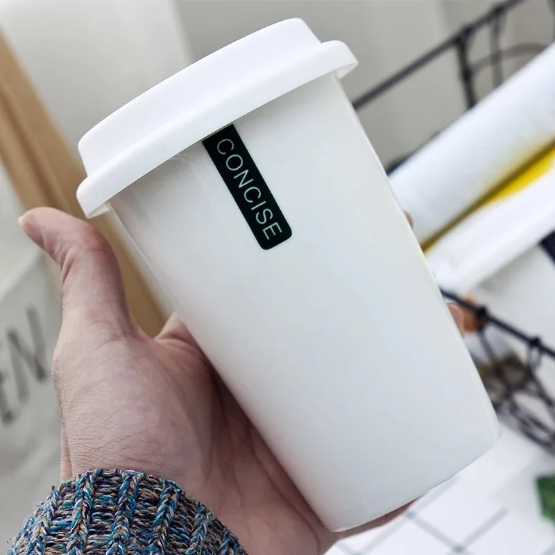 

Two-piece Nordic Double-layer Ceramic Cup Simple Large-capacity Water Cup Simple Classic High Temperature Resistance