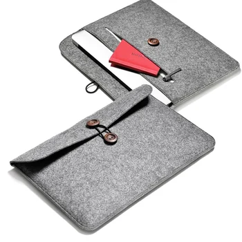 

Wool Felt Hasp Solid Laptop Sleeve Notebook Bag Case Funda For 11 12 13 inch MacBook Air Pro Samsung Unisex For Men Women