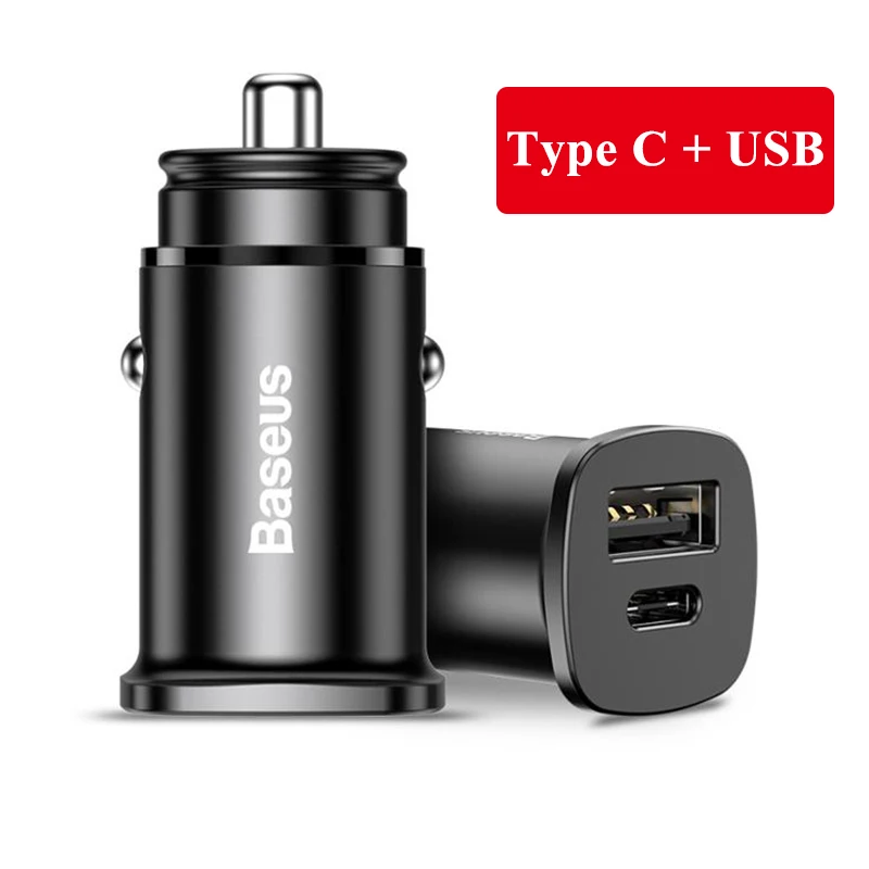 dual usb car charger Baseus 30W Car Charger USB Type C PD Quick Charge 4.0 3.0 SCP Fast Car Phone Charger For Huawei xiaomi Samsung AFC car usb port Car Chargers