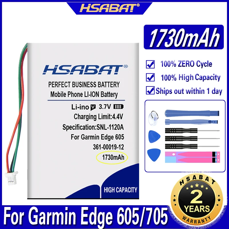 HSABAT 361-00019-12 1730 мАч аккумулятор для Garmin Edge 605 705 / GPS Li-Ion перезаряжаемый Pack батарей |