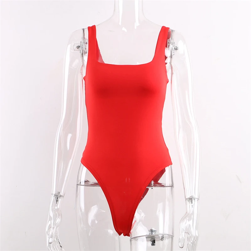 Nadafair Sexy Off Shoulder Bodysuit Women Summer Square Collar Neon Bodysuit Tops Bodycon Rompers Overall For Women