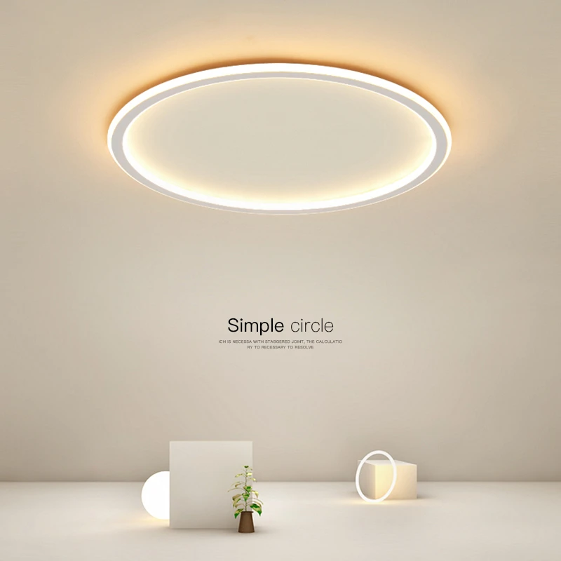 Ultra-Thin Black/White LED Ceiling Lights For Living Room Restaurant Bedroom Ceiling Lamp Round Acrylic Modern Flush Panel Light