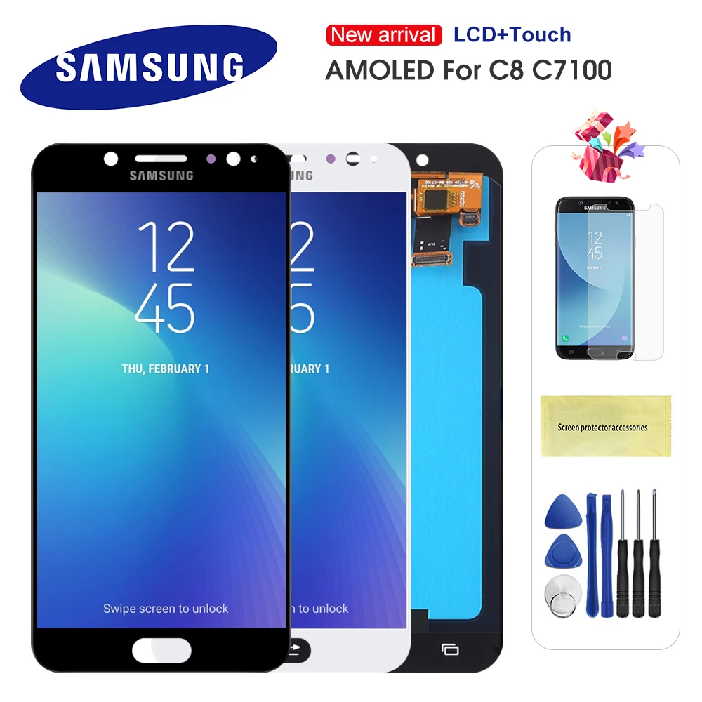 ЖК-дисплей Super AMOLED для Samsung Galaxy C8 C7100 C710F с сенсорным экраном и дигитайзером в сборе