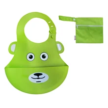 Baby Show Baberos impermeables para bebé, bolsa con botón de silicona suave para ajustar, estampado de dibujos animados, 22x30cm