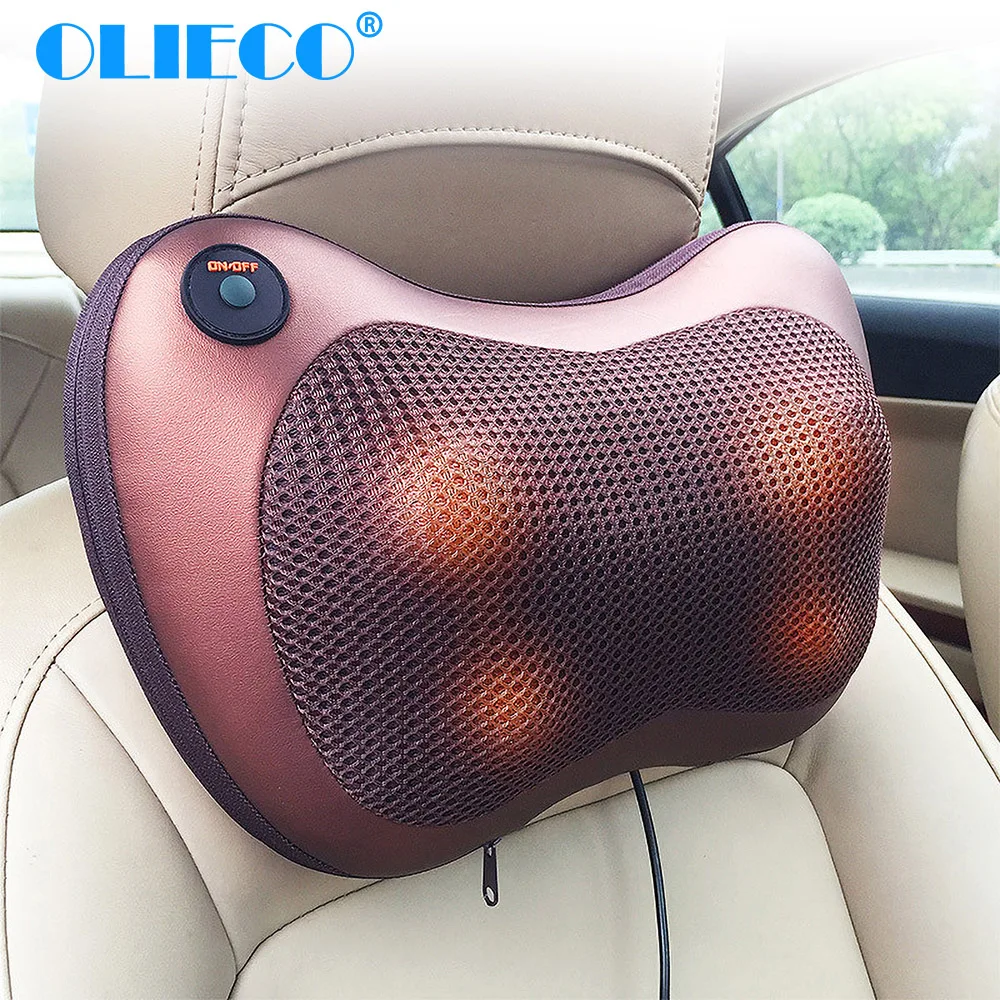 OLIECO Electrical Massage Pillow Vibrator Electric Shoulder Back Heating Kneading Infrared therapy pillow shiatsu Neck Massager