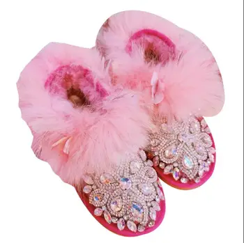 

Sweet scorpion wool sheep fur female lazy diamonds without help flat cotton shoes snow boots