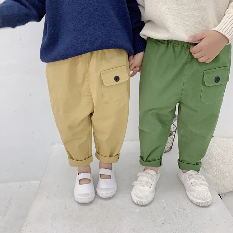 Spring Childrenswear Men And Women Children Casual Pants Children Korean-style Loose-Fit Shuttle Needle Washing Water Skinn
