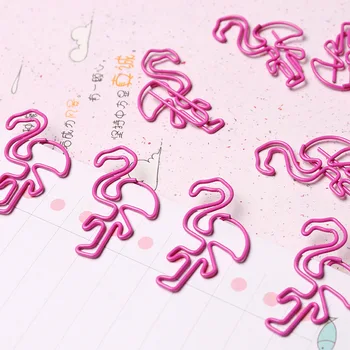

10 Pcs Cute Pink Flamingo Bookmark Planner Paper Clip Metal escolar Kawaii Memo Clip for book student Stationery School Supplies