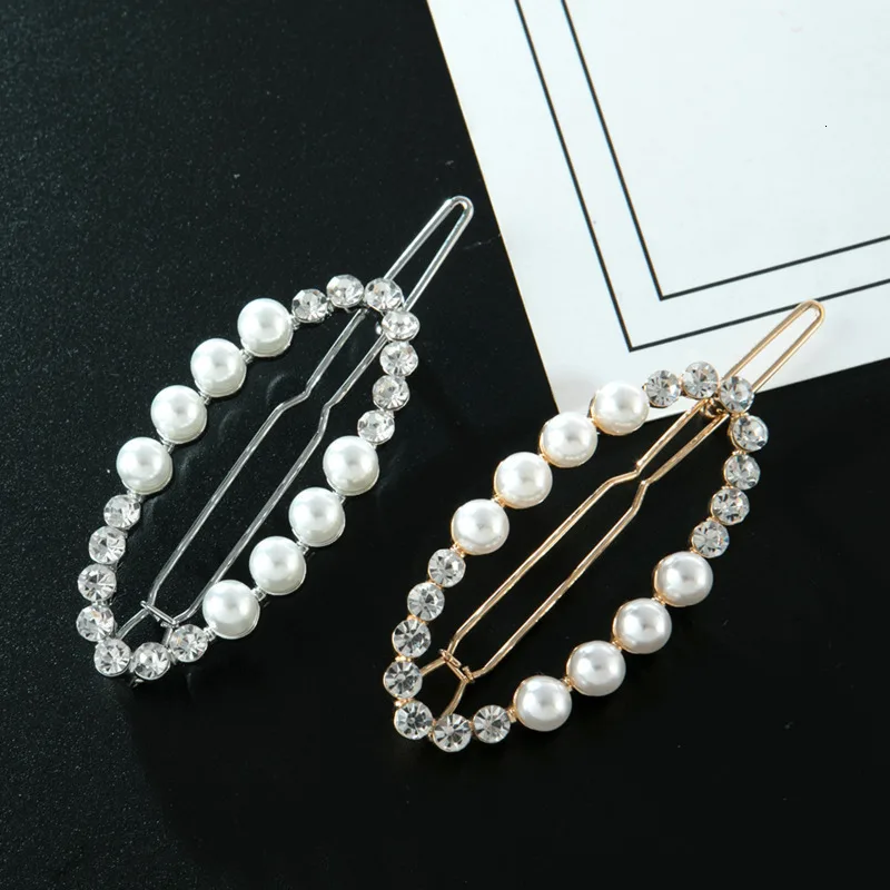 

Fashion Geometry Metal Hair Clips Women Elegant Barrettes Pearl Imitation Hairpins Girl Side Clip Headwear Hair Accessories