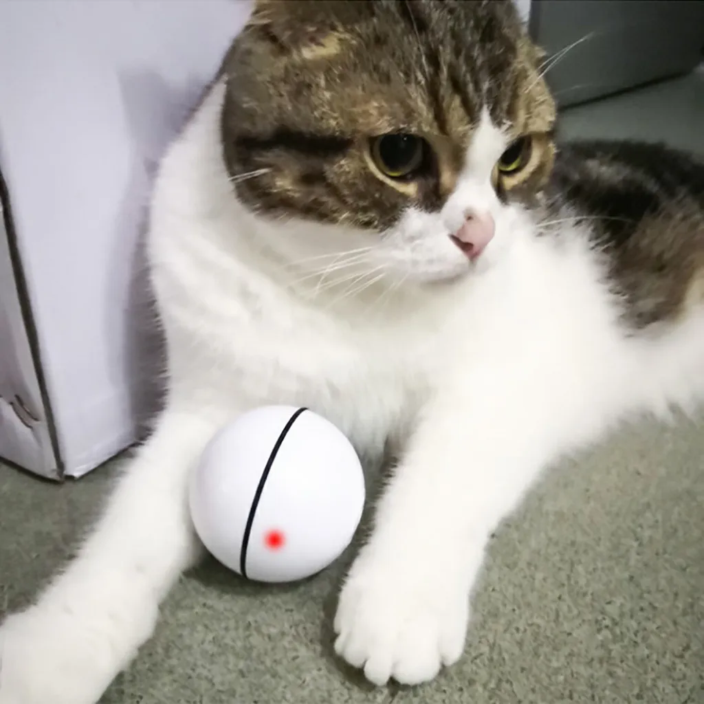 Умная интерактивная игрушка для кошек USB Перезаряжаемый светодиодный светильник на 360 градусов самовращающийся шар для домашних животных, игрушки для игр, активированный движения мяч для домашних животных