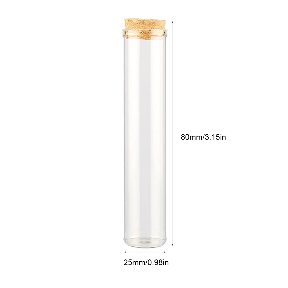 50Pcs/set 25 x 80mm 30ml Glass Bottle Empty Sample Jars Test Tube with Stopper Drop Shipping- Transparent