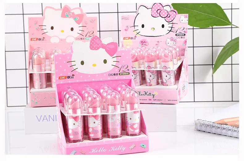 Мультфильм ластик творческий hello kitty ластик школьные канцелярские принадлежности Студенческая забавная губная помада ластик