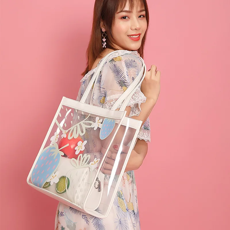 

2020 New Fashion Female Bag Summer Small Fresh Pvc Transparent Bag Female Jelly Bag Large Capacity Handbag Bag