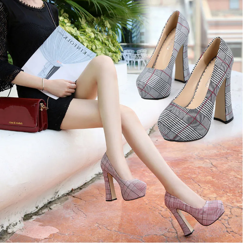 

European and American fashion new large size high heels waterproof platform lady elegant temperament style high heels