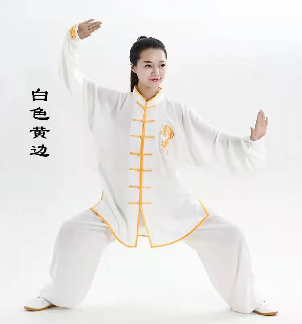 Tai Chi Clothing Chinese Traditional Costume Exercise Uniform Dragon Kung Fu Suits Long Sleeve Tai Chi Clothing Chinese Traditional Folk Taiji Outdoor Walking Morning Sports