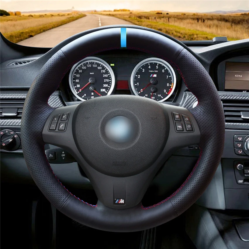 MEWANT-Black-Artificial-Leather-Car-Steering-Wheel-Cover-for-BMW-M-Sport-M3-E90-E91-E92-2
