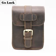 Бренд GO-LUCK Crazy Horse, чехол для мобильного телефона из натуральной кожи, мужской ремень, накрест на талии, поясная сумка с крючками для путешествий