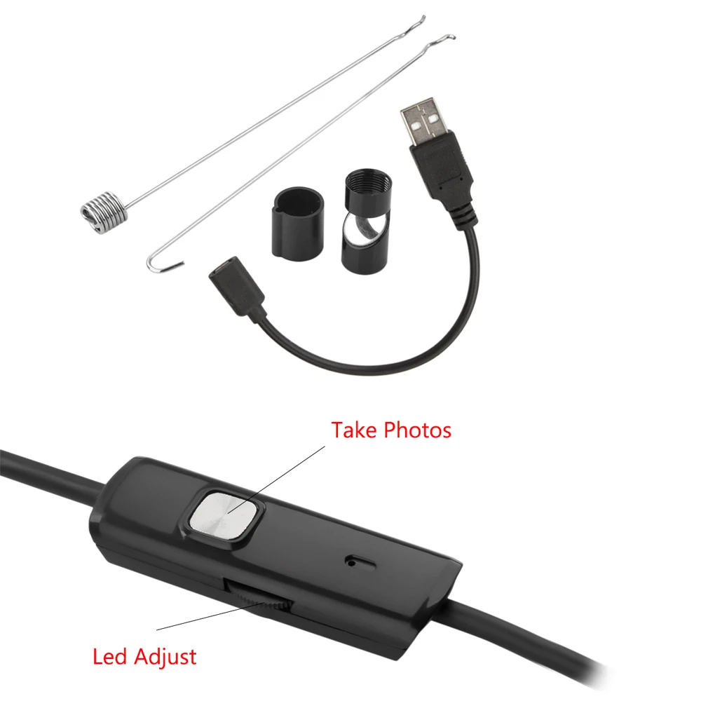 8 мм HD объектив 1 м/2 м/5 м/10 м жесткий кабель Android USB эндоскоп камера светодиодный светильник Borescopes камера для ПК Android телефон