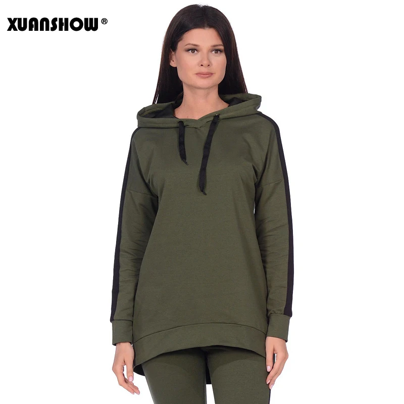 XUANSHOW New Autumn Winter Female 2 Piece Set Tracksuit For Women Long Sleeve Long Hoodies+Pants Two Piece Set Outfit Women Suit