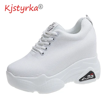 

Kjstyrka Platform Sneakers 2020 Fashion Lace Up Old Dad Shoes Woman 5cm High Heels Basket Female Casual Shoes Pink Trainers
