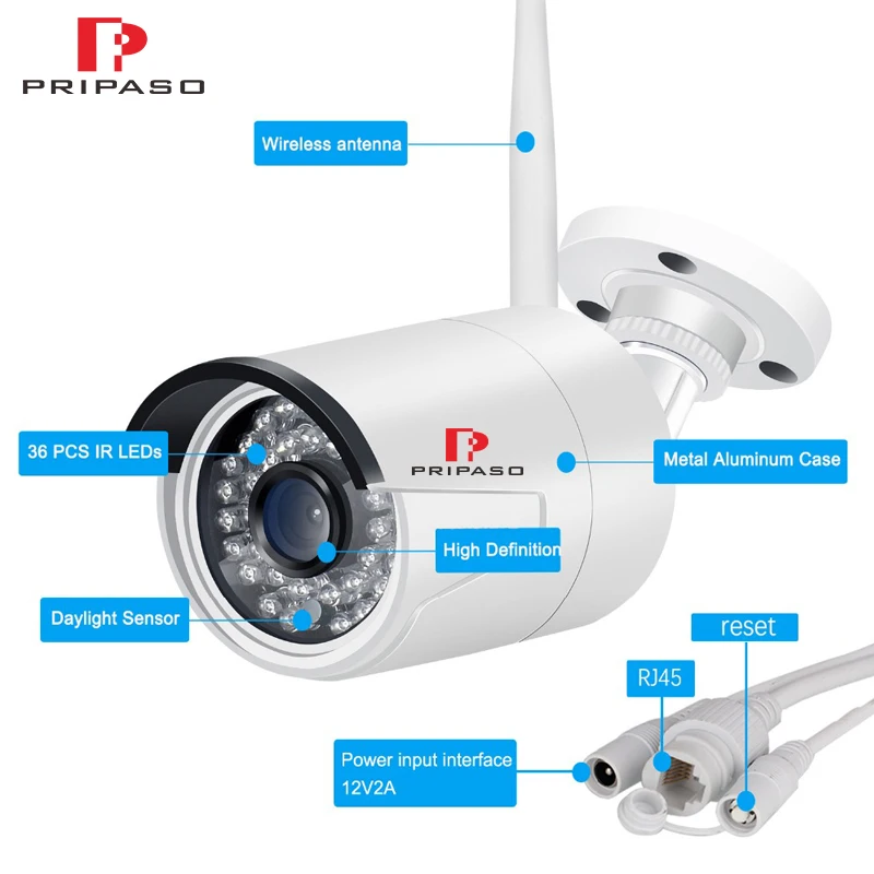Беспроводная внешняя камера видеонаблюдения Pripaso 1080P с функцией ночного