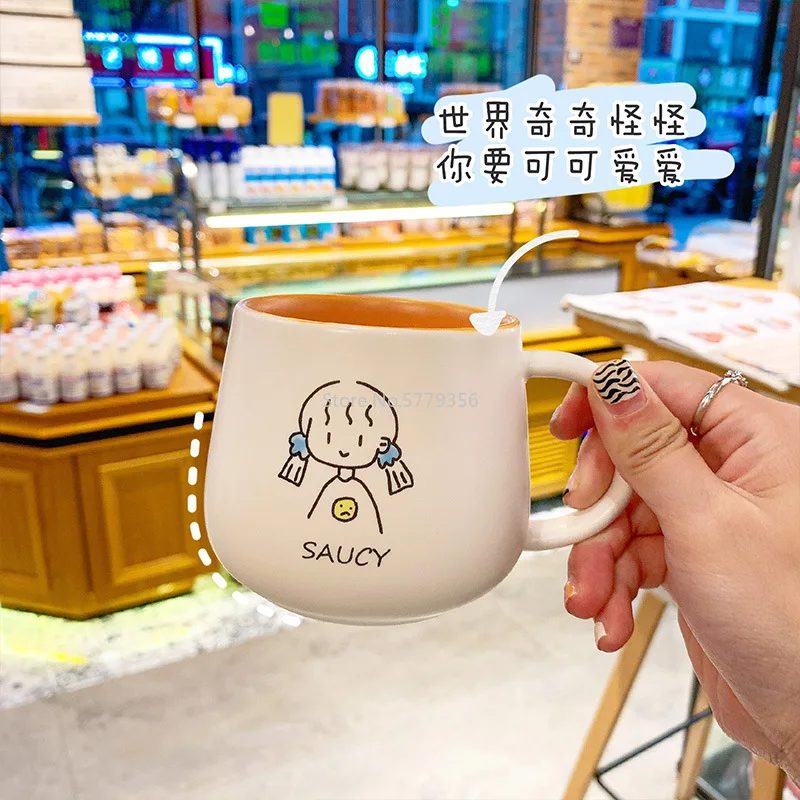 

Мило и модно Высокое качество Керамика кружка с персонажами из мультфильмов для девочек, одежда для дома Кофе кружка для молока, для офиса стакана воды Керамика чашка пара стаканов