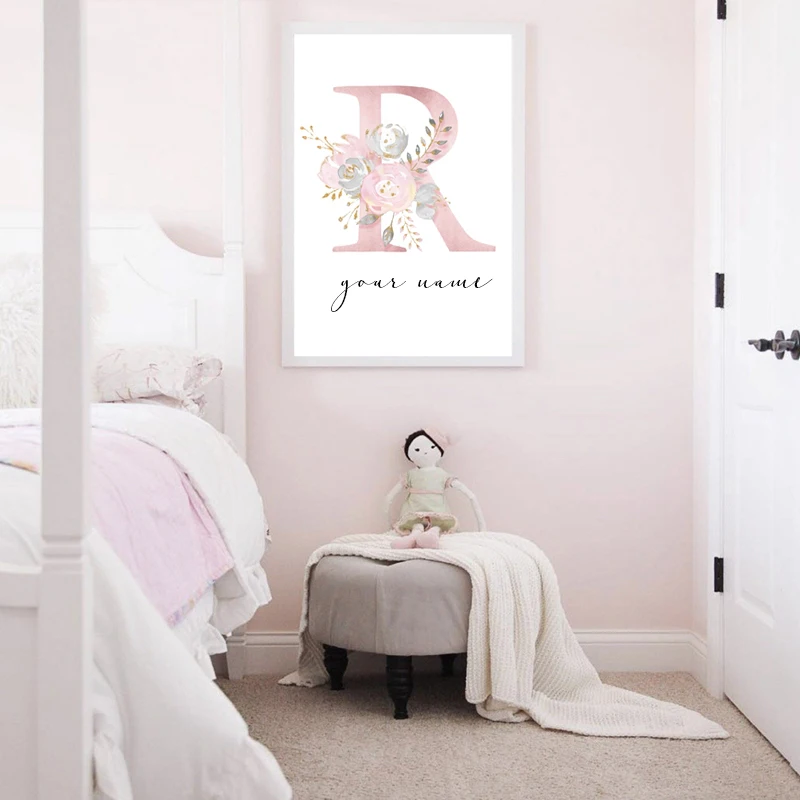 Детские плакаты на холсте детская художественная живопись акварельные розовые цветы настенные художественные картины для девочек украшение комнаты